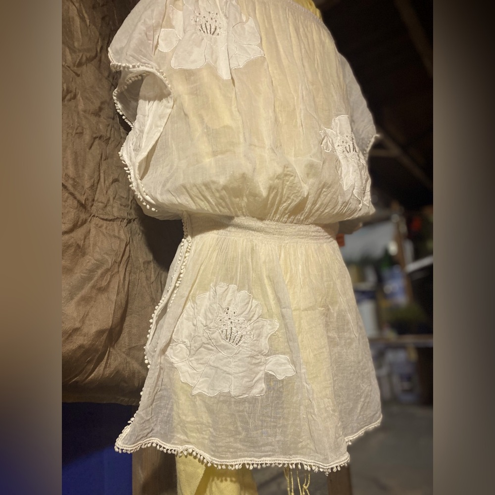 Stunning Romantic white sheer blouse